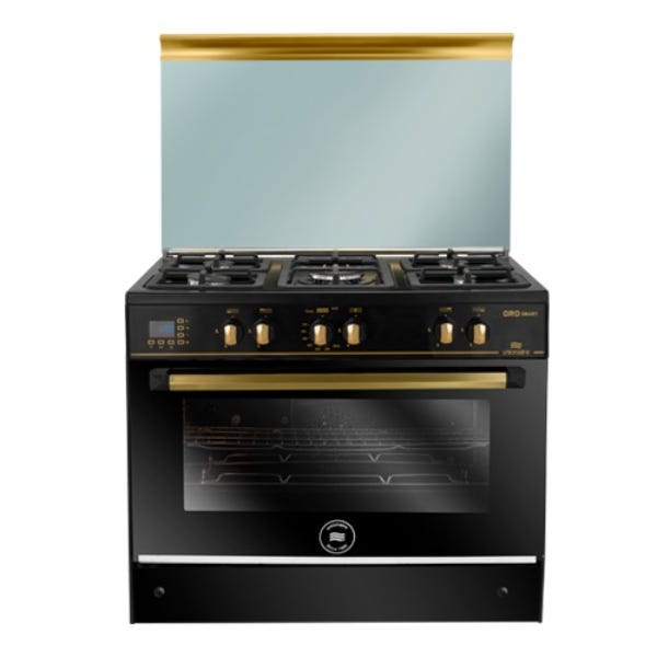 Unionaire Oro Smart Digital Gas Cooker, 90 cm, 5 Burners, Black Inox - C6090EBGC511IDSFOROS2WAL 0