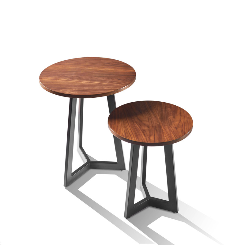 Table 4070 - 2 Pieces - Walnut Veneer With Metal Base 0