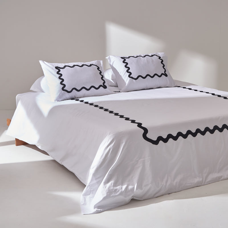White Duvet Cover - Zigzag - Sateen - King