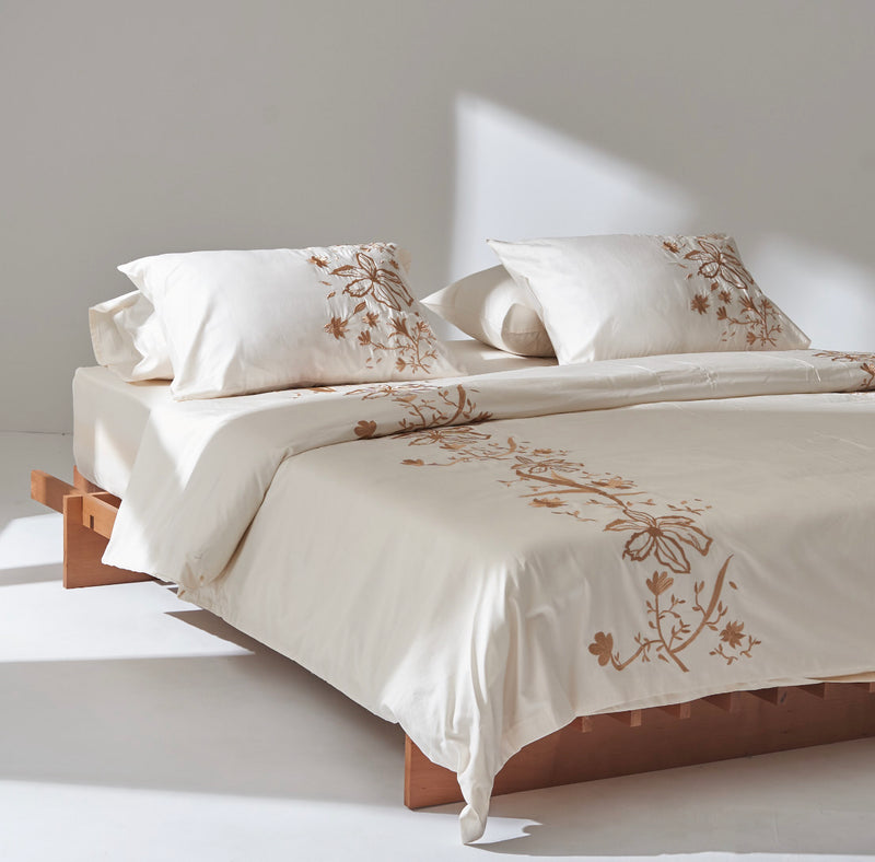 Ivory Duvet Cover - Floral - Sateen - King 0