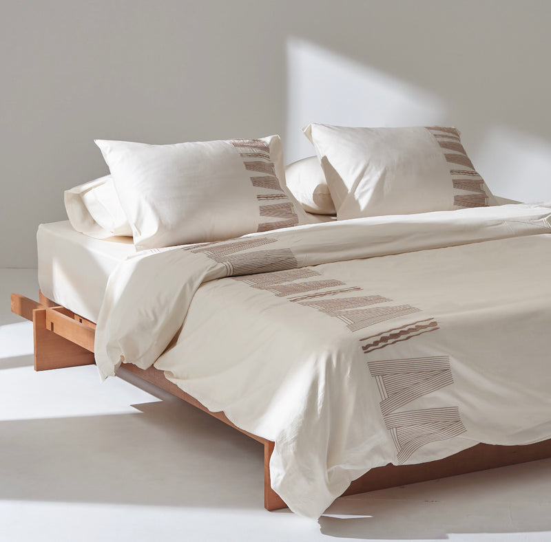 Ivory Duvet Cover - Unda - Sateen - King 0