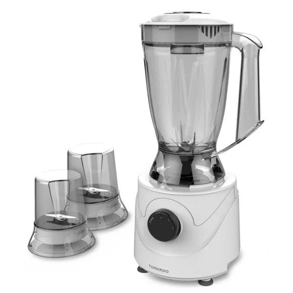 TORNADO Blender With 2 Mills, 400 Watt, 1.5 Liter, White - BL400/2 0