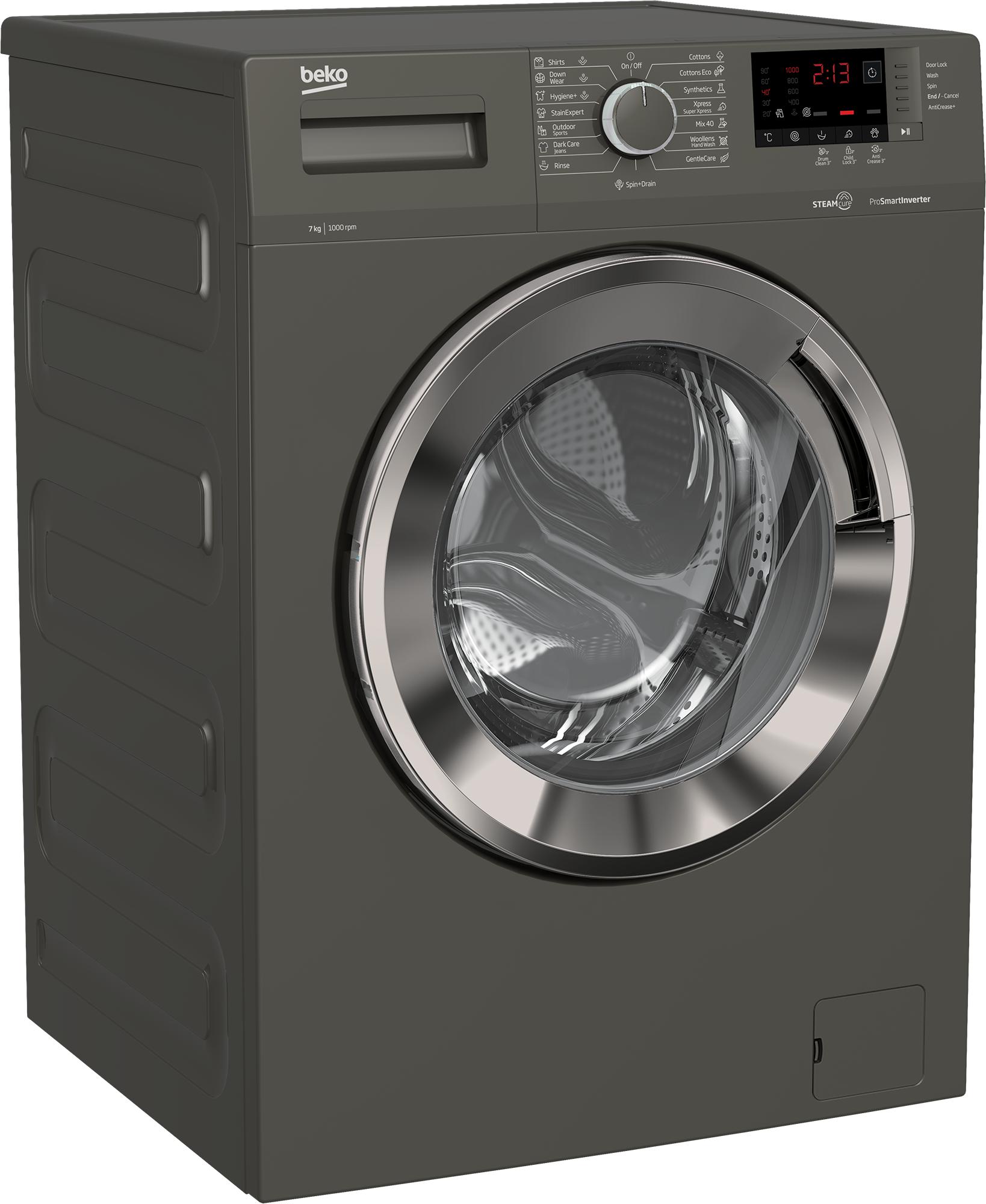 Beko Front Load Full Automatic Washing Machine With Inverter Technology, 7 kg, Grey - WTV 7512 XMCI2 1