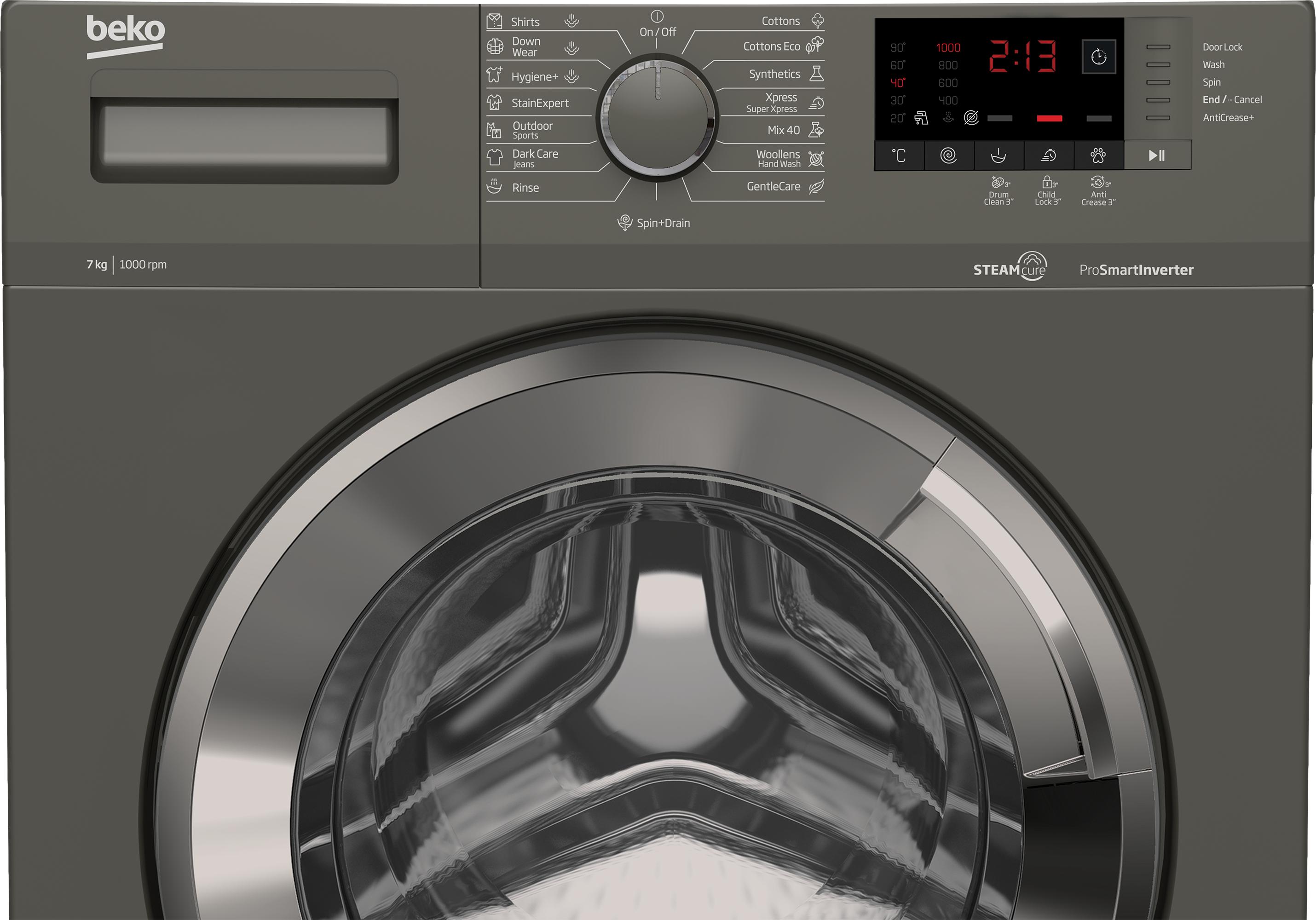 Beko Front Load Full Automatic Washing Machine With Inverter Technology, 7 kg, Grey - WTV 7512 XMCI2 2