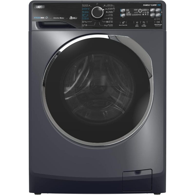 Zanussi SteamMax Front Load Full Automatic Washing Machine With Inverter Technology, 8 kg, Dark Grey - ZWF8221DL7 0