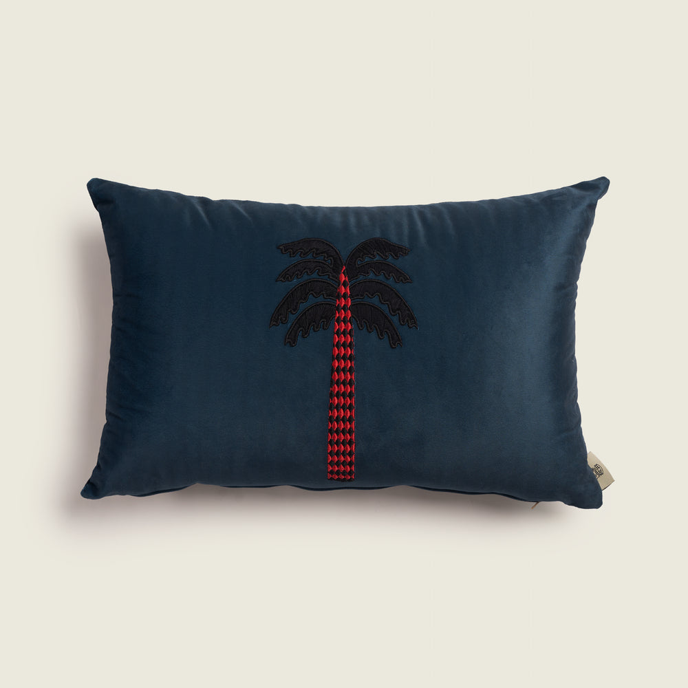 Checkered Palm - Velvet Embroidered Cushion 0