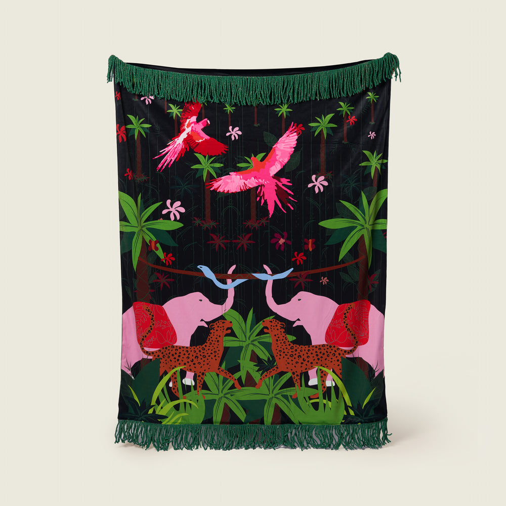 Pink Jungle - Velvet Throw 0