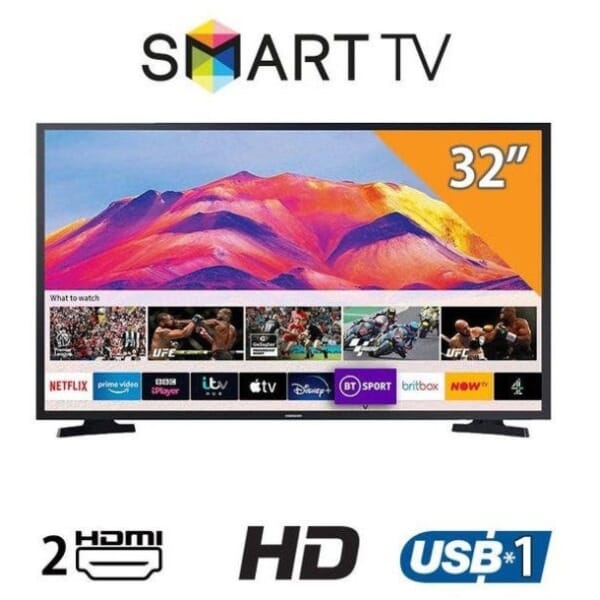 شاشة تلفزيون سامسونج 32 بوصة سمارت عالي الدقة بريسيفر داخلي - UA32T5300 0