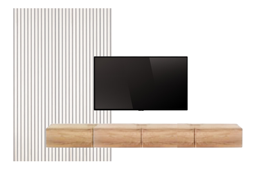 Jay Floating TV Unit With Wood Cladding 0