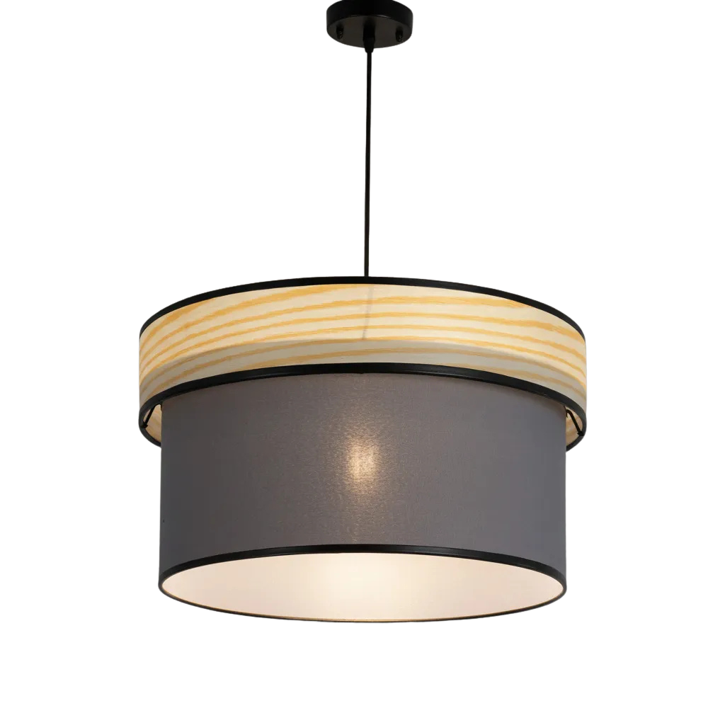 Printed Woody Single Pendant with Dark Grey Shade - YL-S-731-DG 0