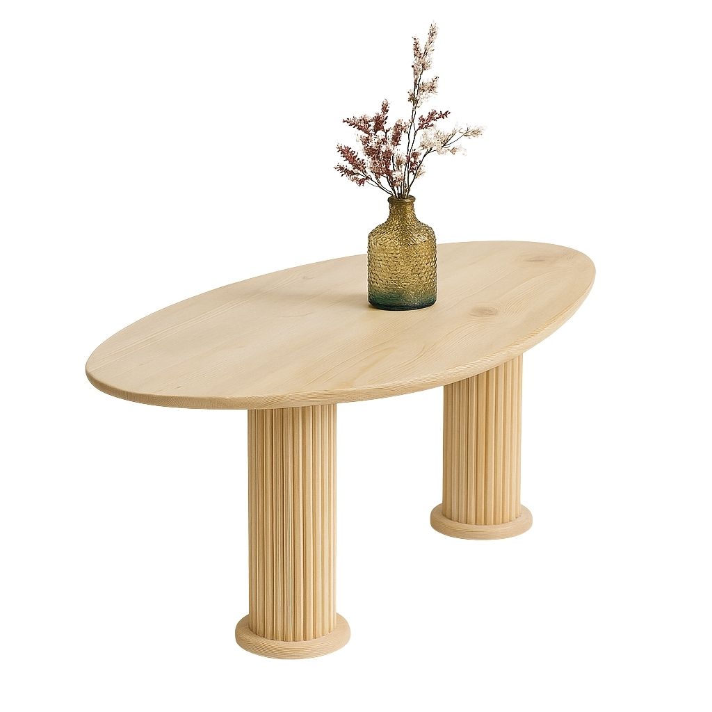 Scandi Organic Sycamore Dining Table With Ribbed Columns 0
