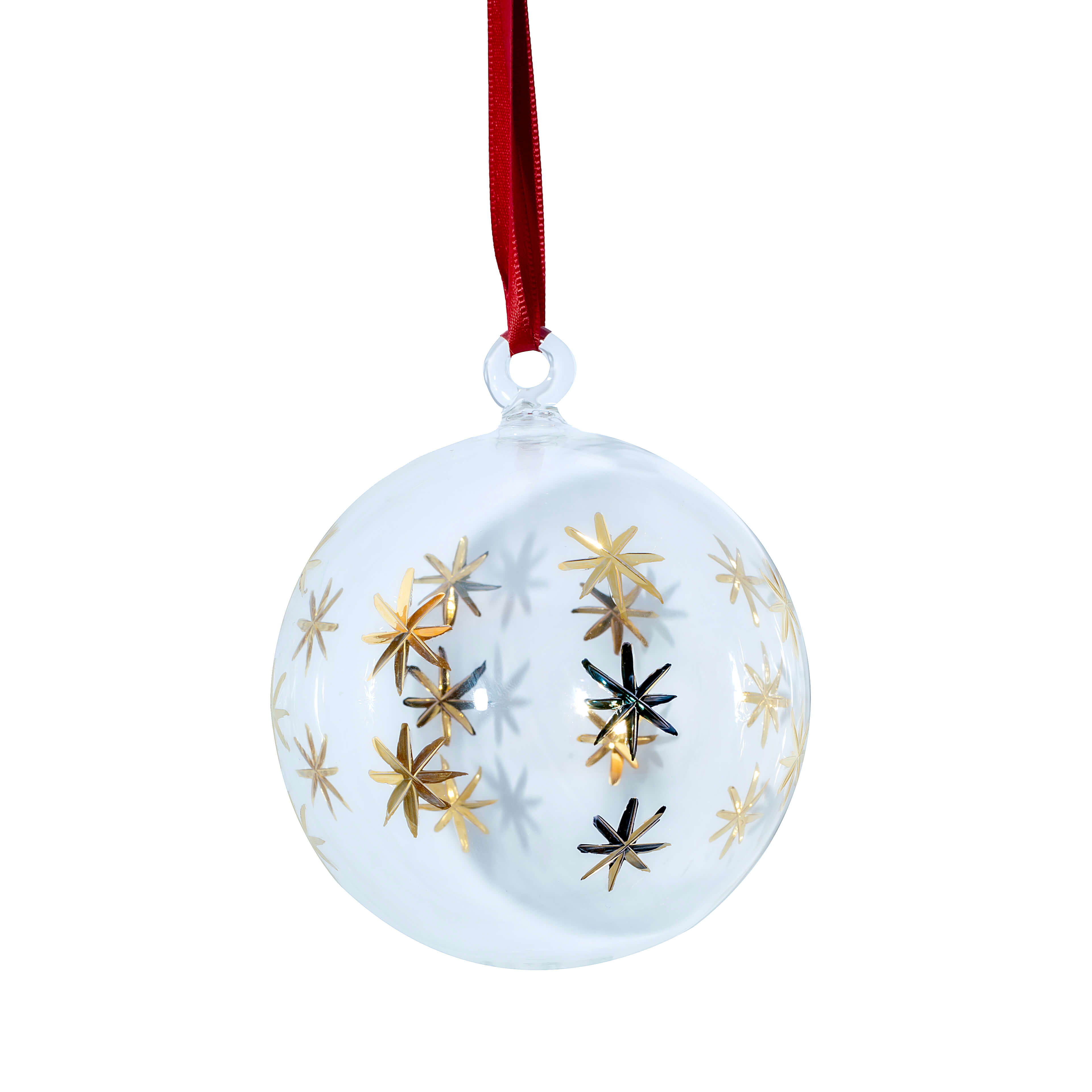 Christmas Glass Ornament With Gold Stars 0