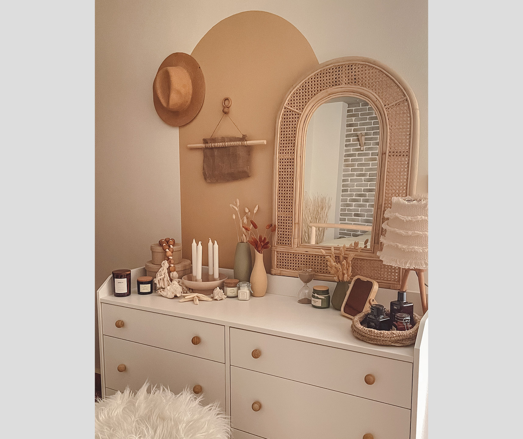 Josie Handcrafted Boho-Style Cane and Bamboo Mirror 2