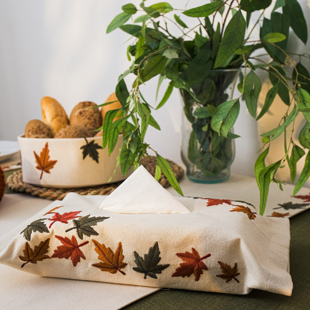 Maple Leaves Canvas Tissue Box Cover 0