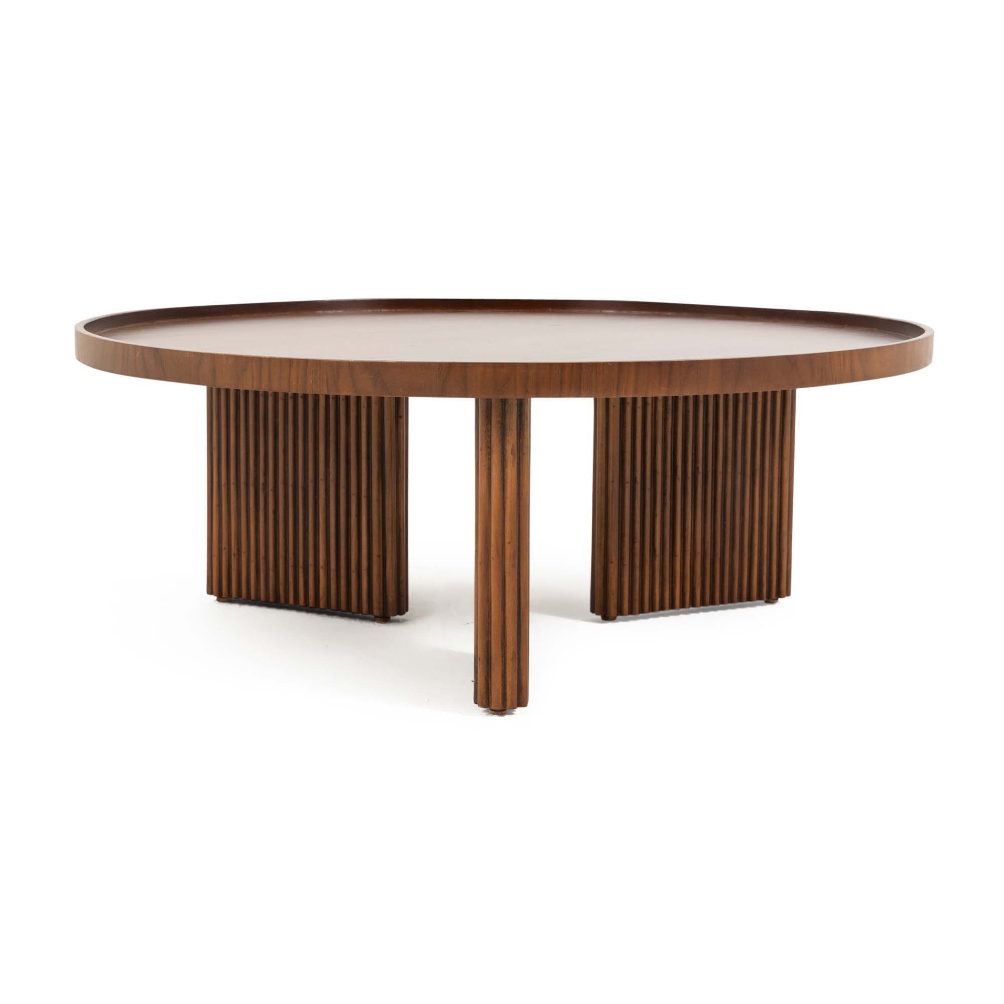 Mocha Coffee Table With Solid Beech Legs - Round Shape 0