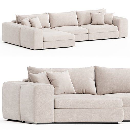 Everett L-Shaped Sofa With Red Beech Wood Base 0