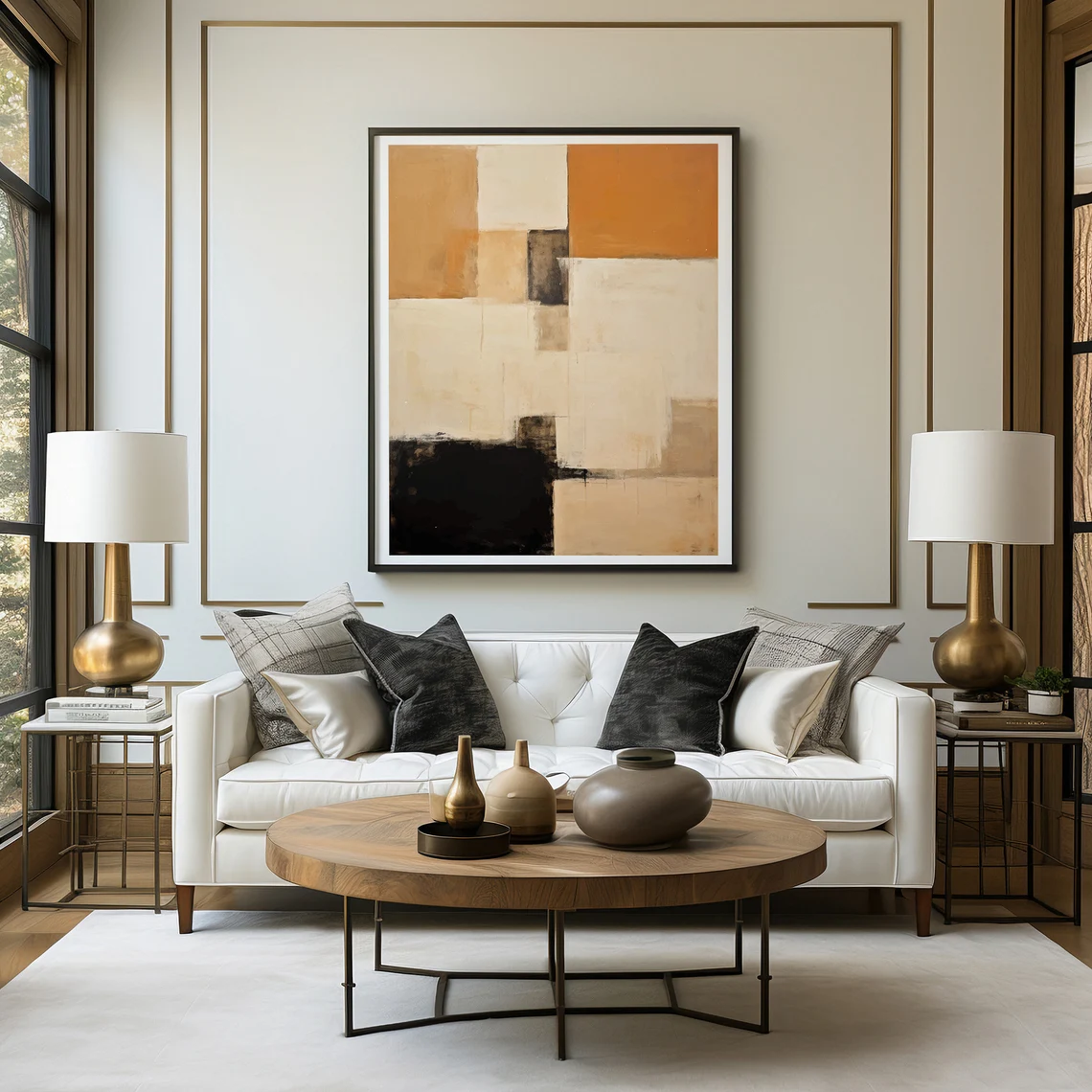 Modern Geometric Abstract Wall Art - Framed Canvas 1