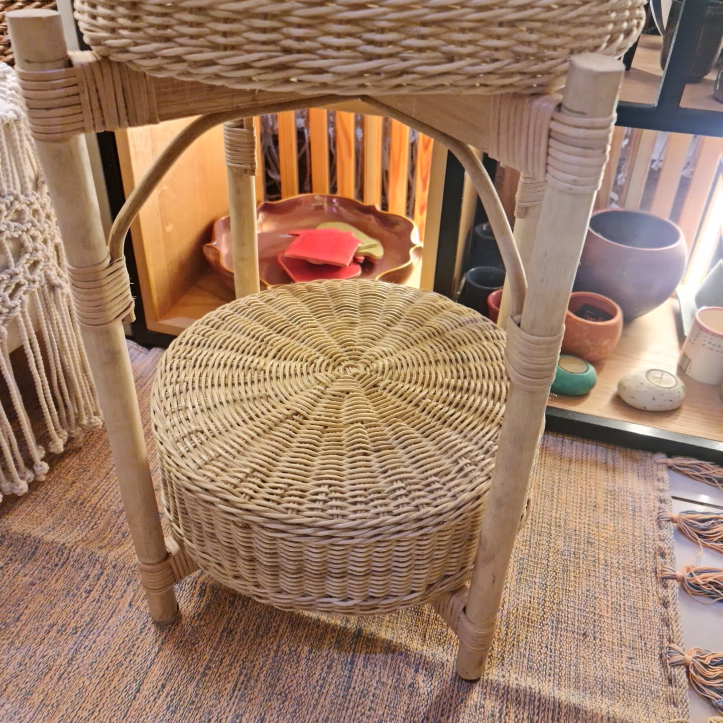 Bamboo Side Table With Shelf 1