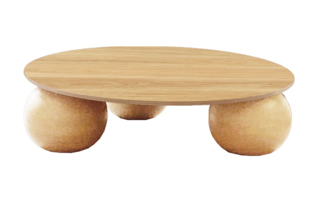 Luna Coffee Table-Wooden Top & Natural Alabaster Spheres 0