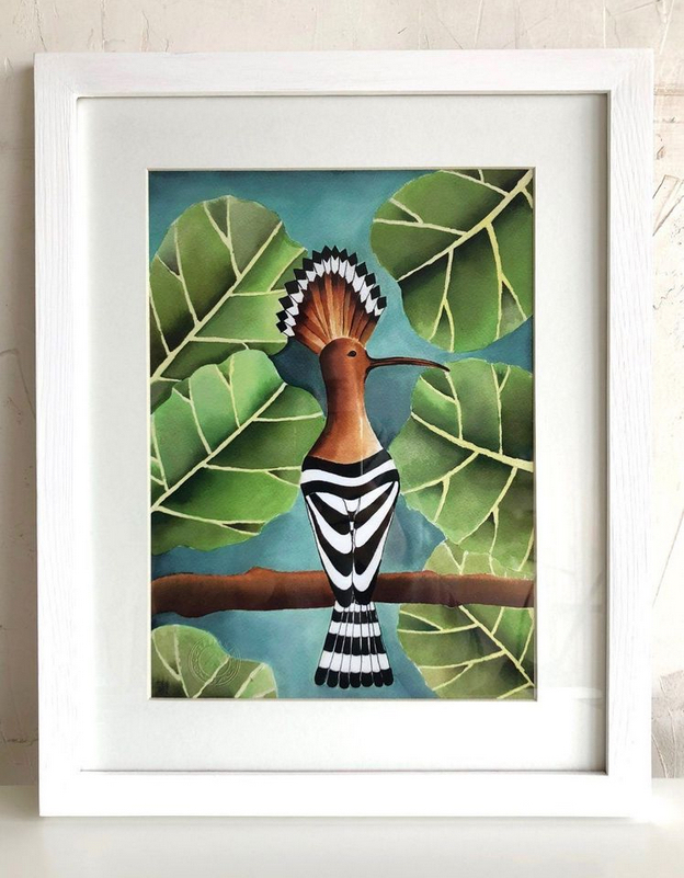 Hoopoe & Fiddle Leaf Fig Tree Framed Fine Art Giclée Print 0