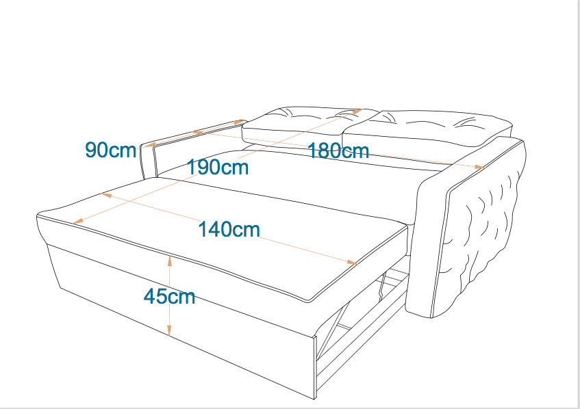 New York Pull Out Sofa Bed For 2 - Fully Upholstered 5