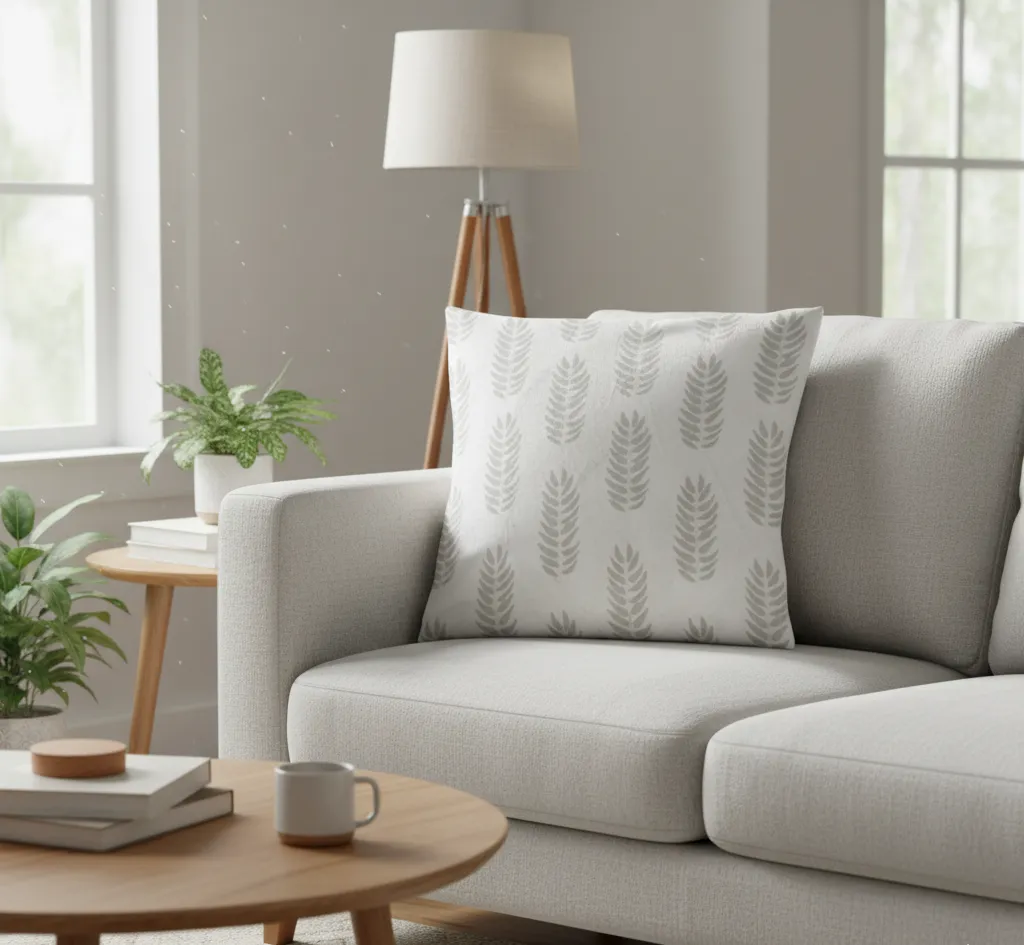 Guana Cushion (Beige on White) 1