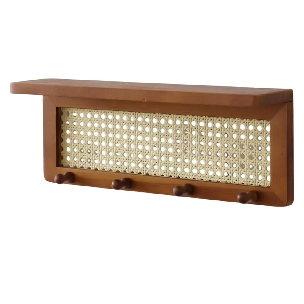 Rattan Key Holder with 4 Key Hooks 0