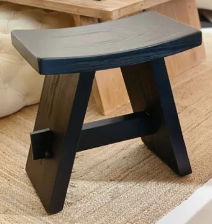 Black Stool - Solid Pine Wood - Slanted Legs 1