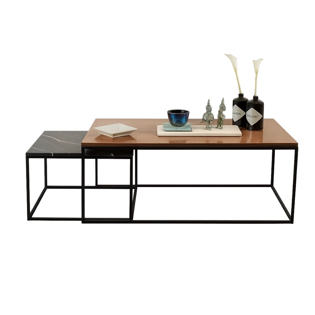 Traco Coffee Table AG1012 - Metal Legs - Marble & Wood image