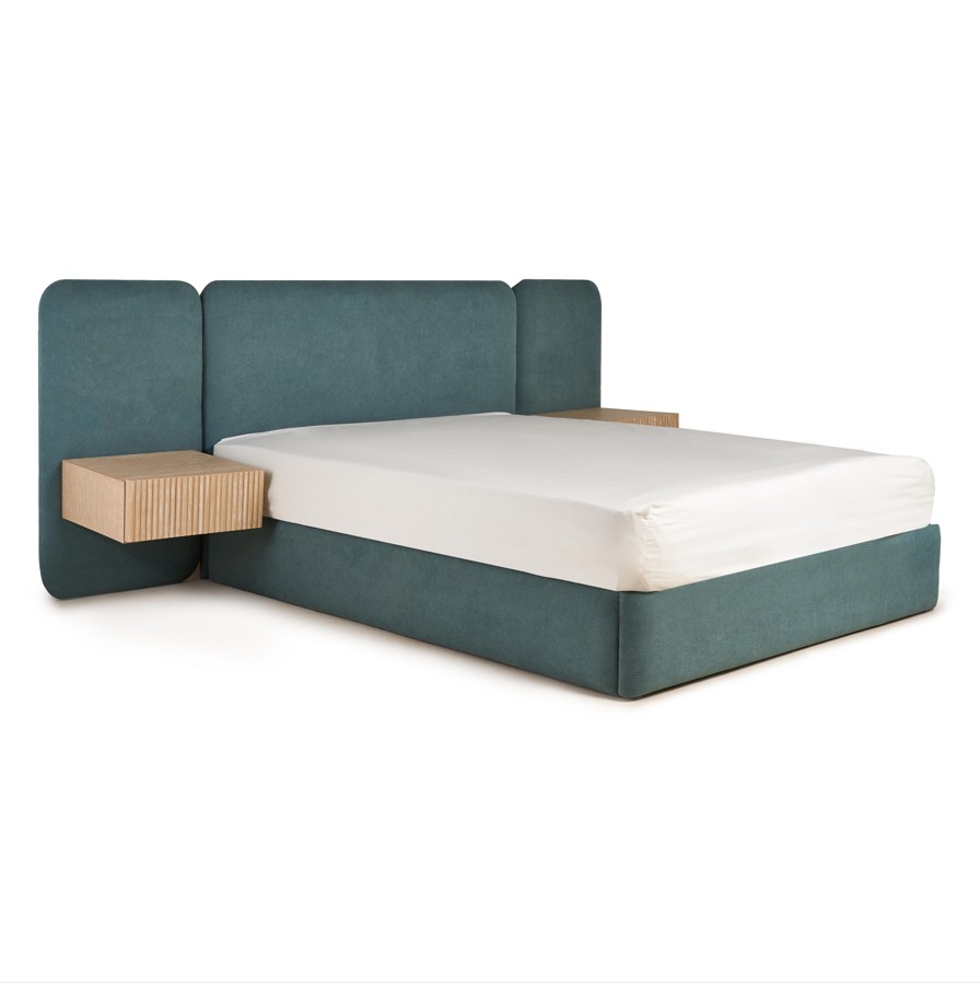 Modern Upholstered Bed with Wall-Mounted Panels 1
