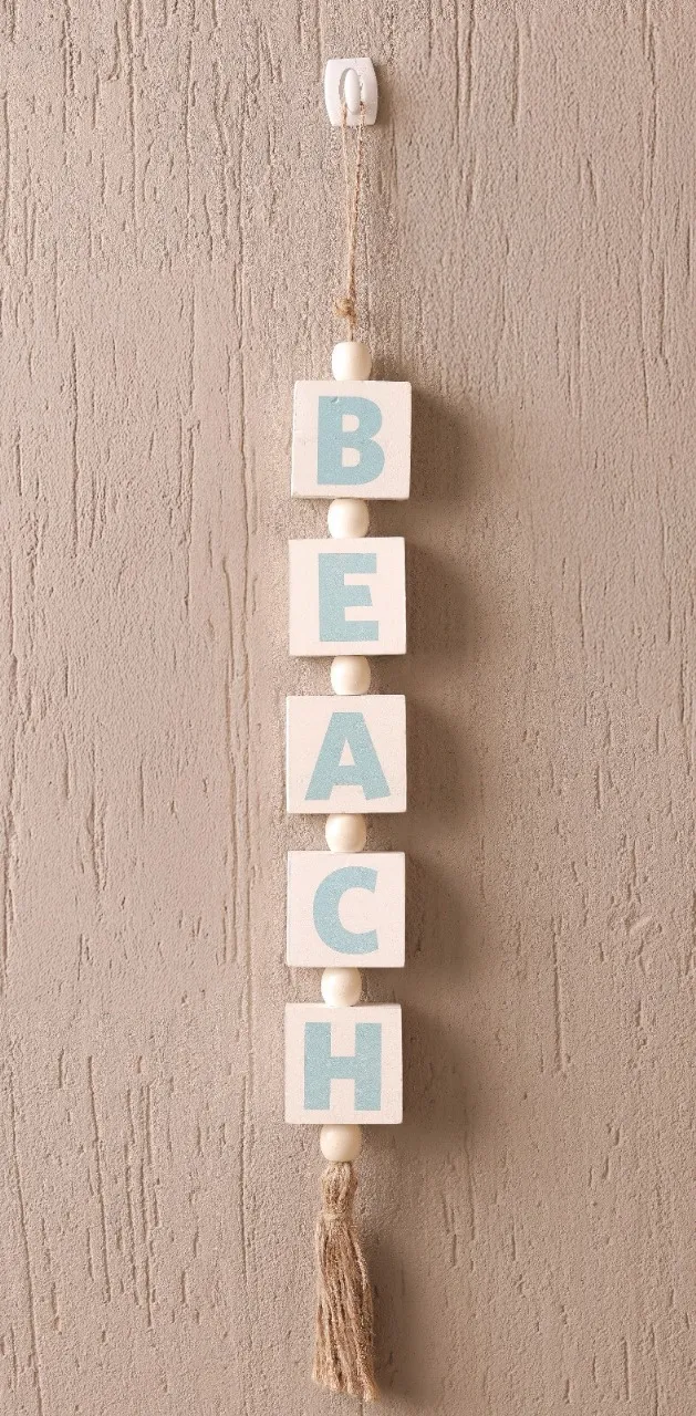إكليل بوهو بكلمة BEACH - ديكور جداري خشبي 1