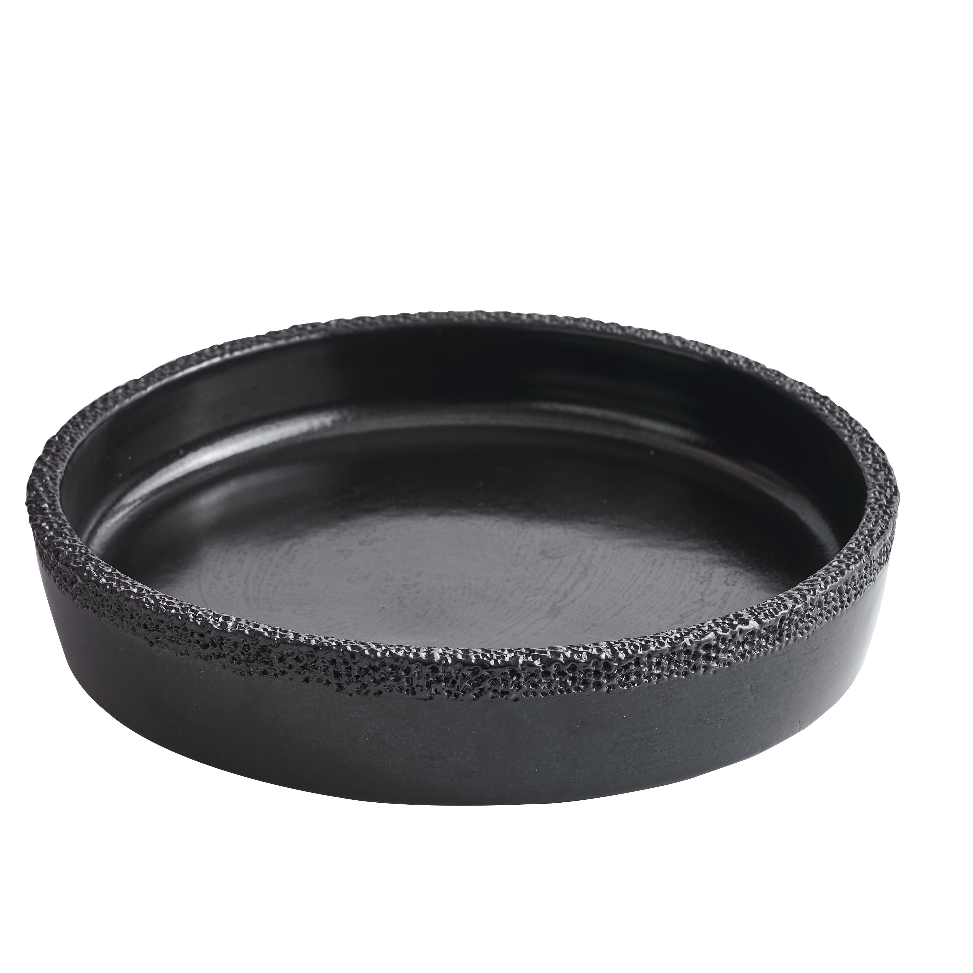 Ashes Deep serving Bowl Half Hammered Edge Black 0