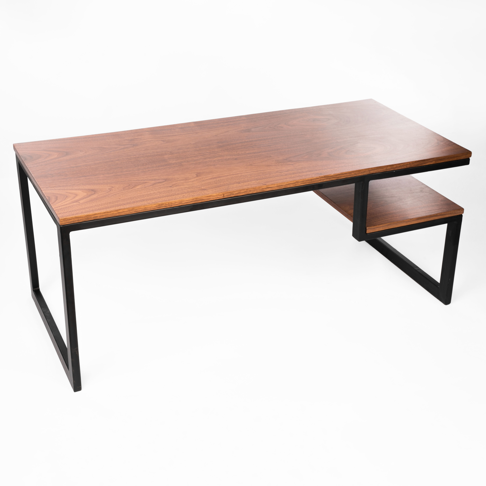 Two Levels Oak Center Table - Oak Top With Metal Base 2