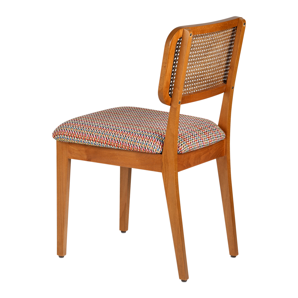 Ela Dining Chair (Multicolor Fabric) - Cane Back 2