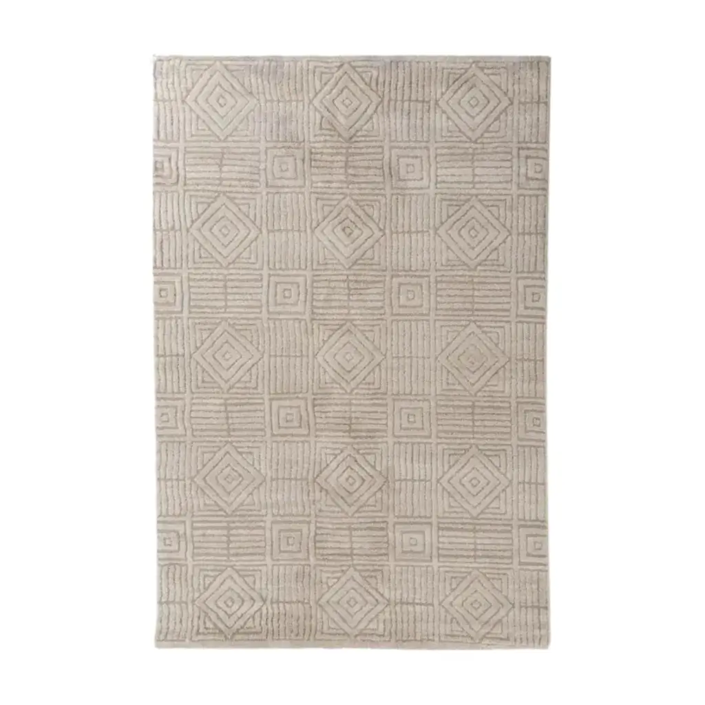 Maze Wool Rug – Geometric Textured Elegance 0