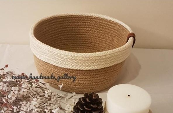 Ruby Woven Jute basket x white 0