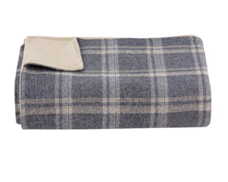Beige/Indigo Checkered Blanket 0