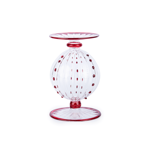 Ruby Red Dots Glass Candle Holder