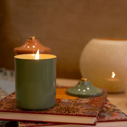 Clean Cotton Scented Pyramid Candle Cup Green 2
