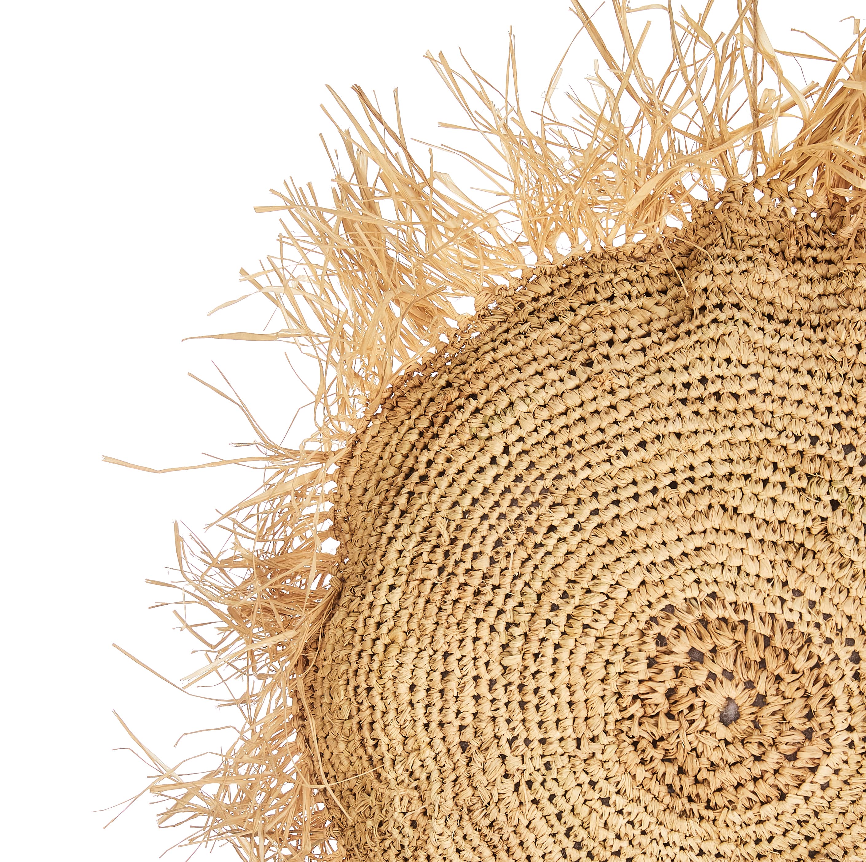 Round Raffia Cushion with Fringe 2