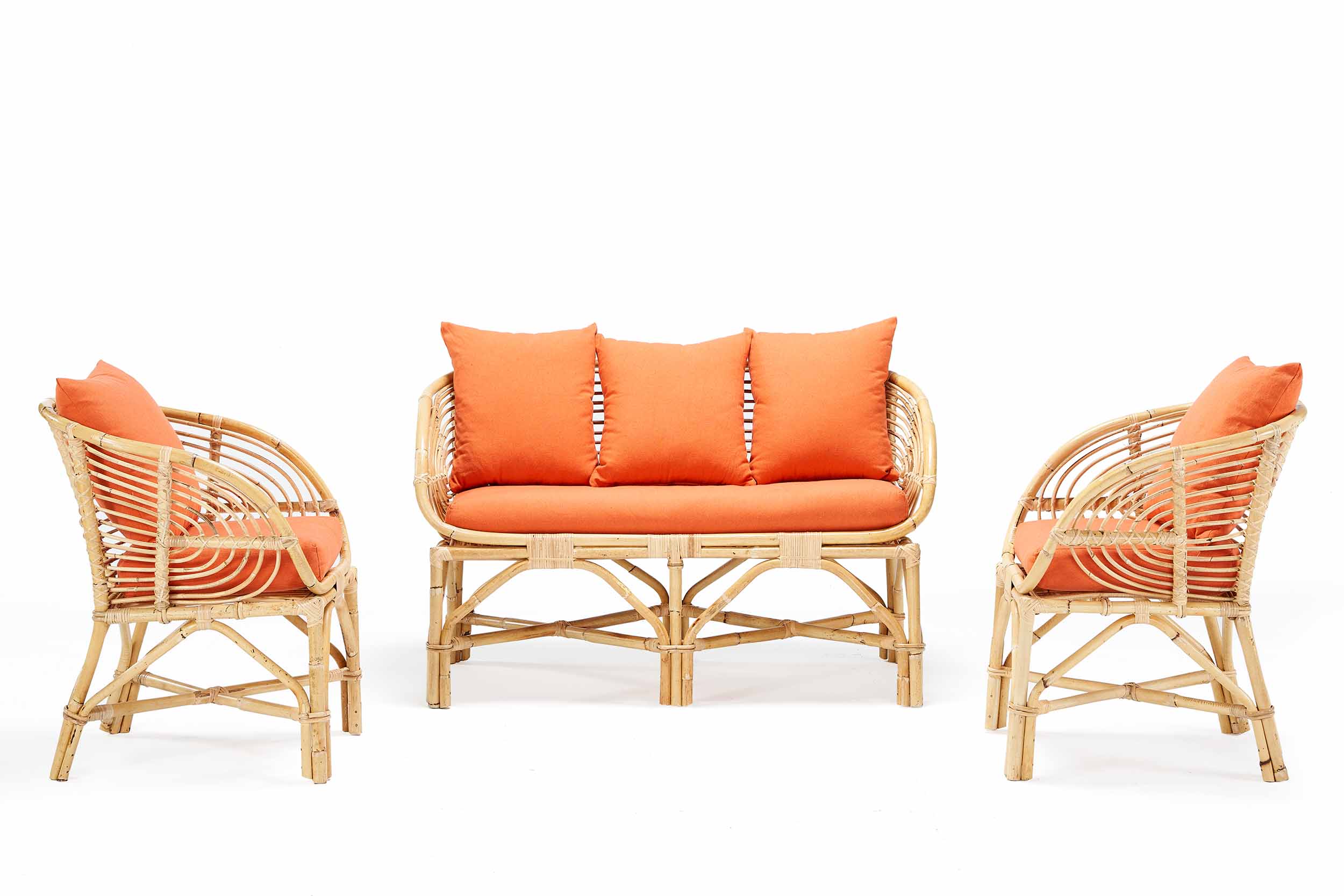 Allegra Bamboo Outdoor Set With Orange Cushions 0