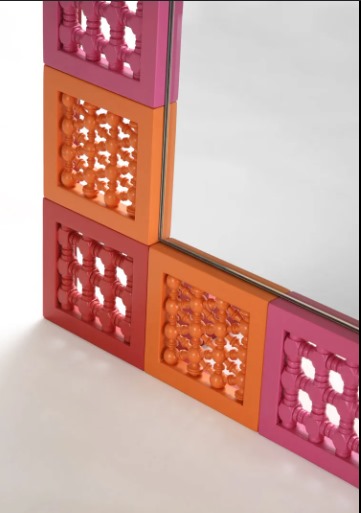 Dandasha Mashrabeyya Wooden Mirror With Stainless Steel Inserts 1