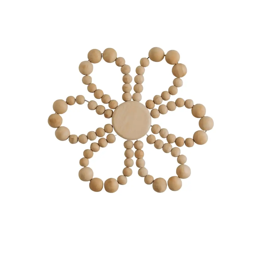 Wooden Bead Flower Wall Hanging 0