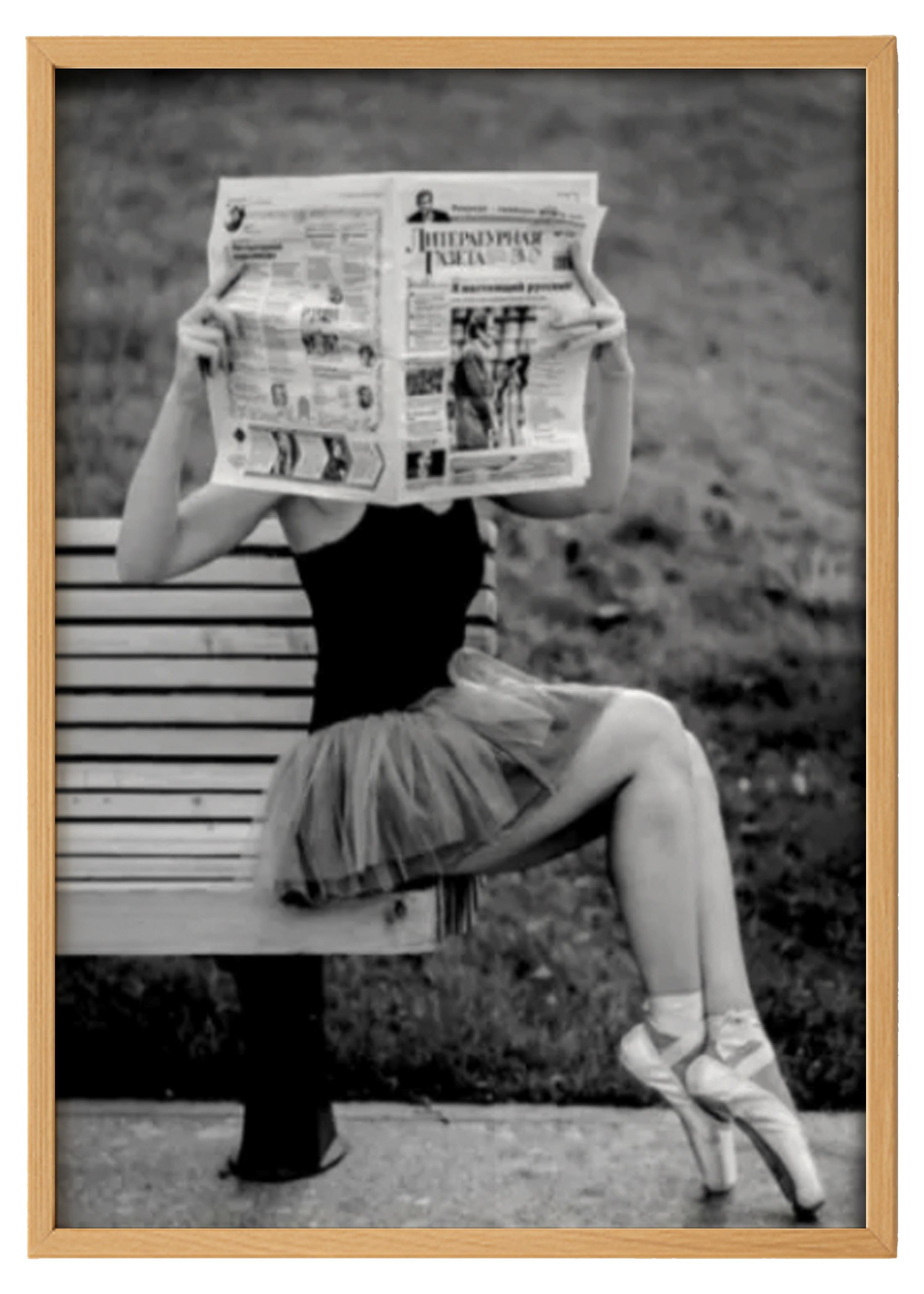 Black and White Photography Ballet Dancer Reading Newspaper Art 0