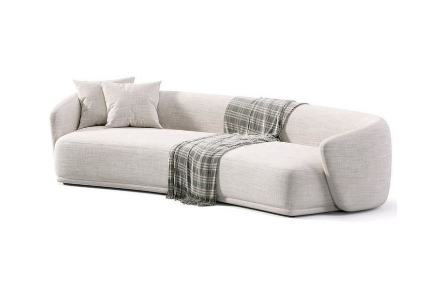 Bianca Curved Sofa With Red Beech Wood Base 0