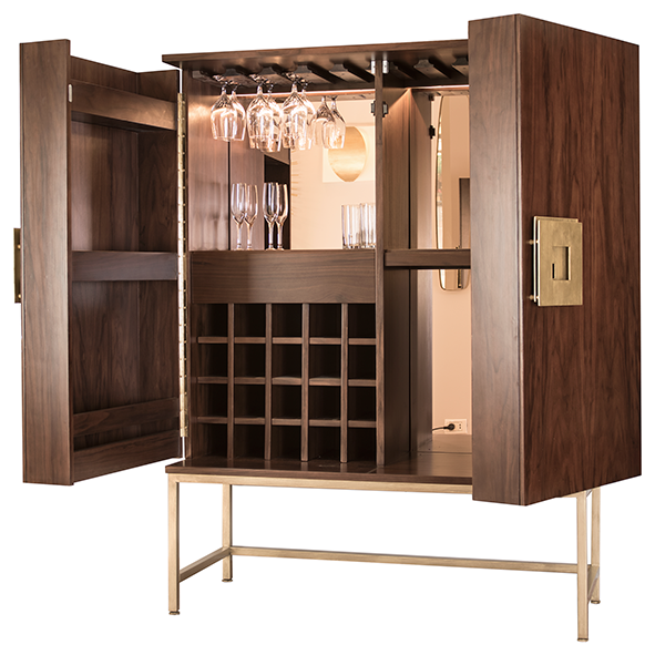 Walnut Bar With Brass Handles 1