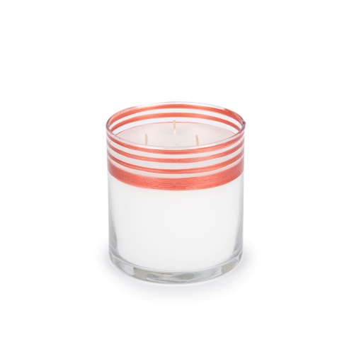 Caramelized Vanilla Scented Stripes Glass Candle Cup 0