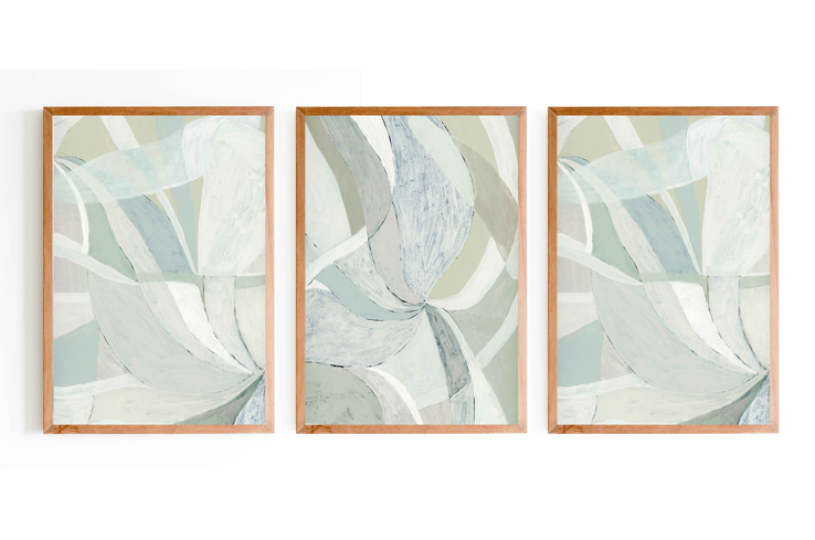 Green Abstract Print Set of 3 0
