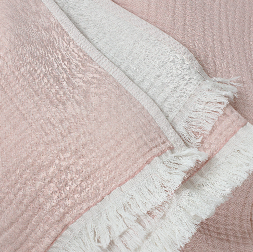 Dusty Pink Cotton Muslin Bedspread 1