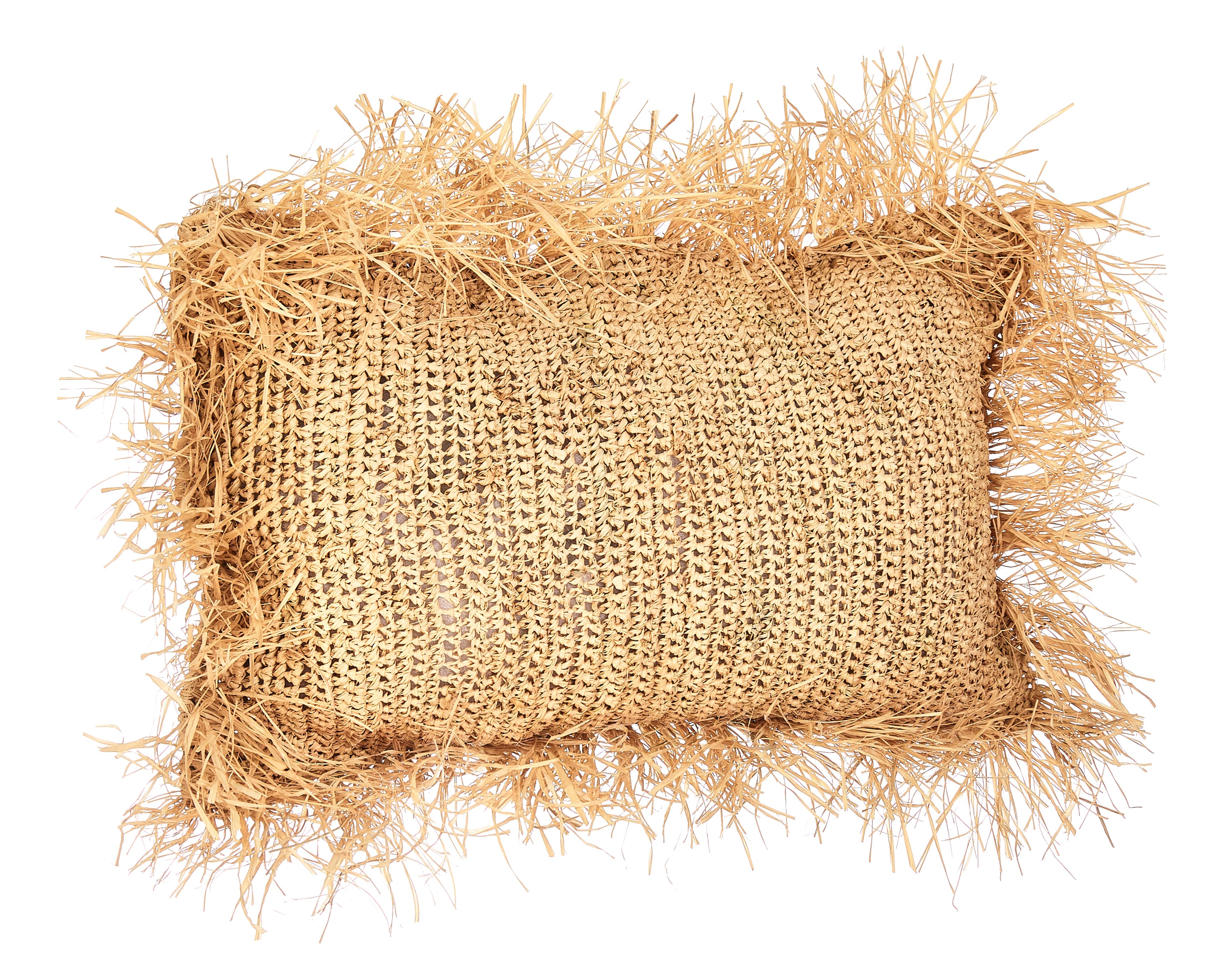 Rectangle Raffia Cushion with Fringe 2